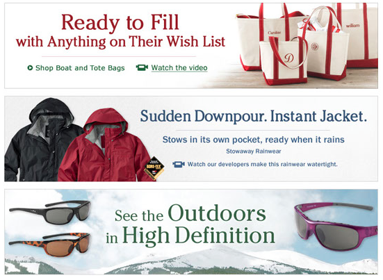  Website banners written for L.L.Bean 
