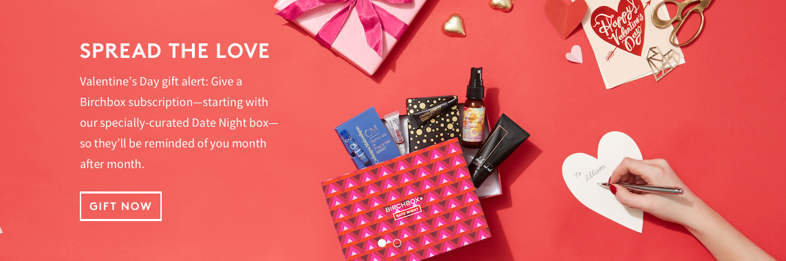 Monthly featured box copy aimed at gift subscribers for Valentine's Day.