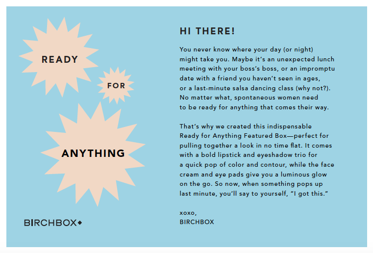 Monthly box product card copy