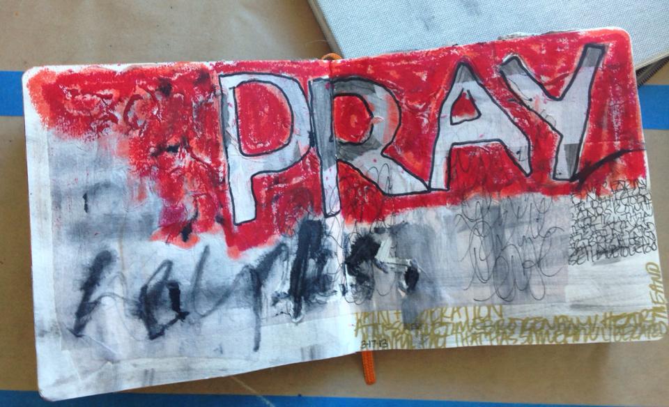 This is a very raw journal spread that was created in a moment where I was in so much pain all I could do was surrender and pray