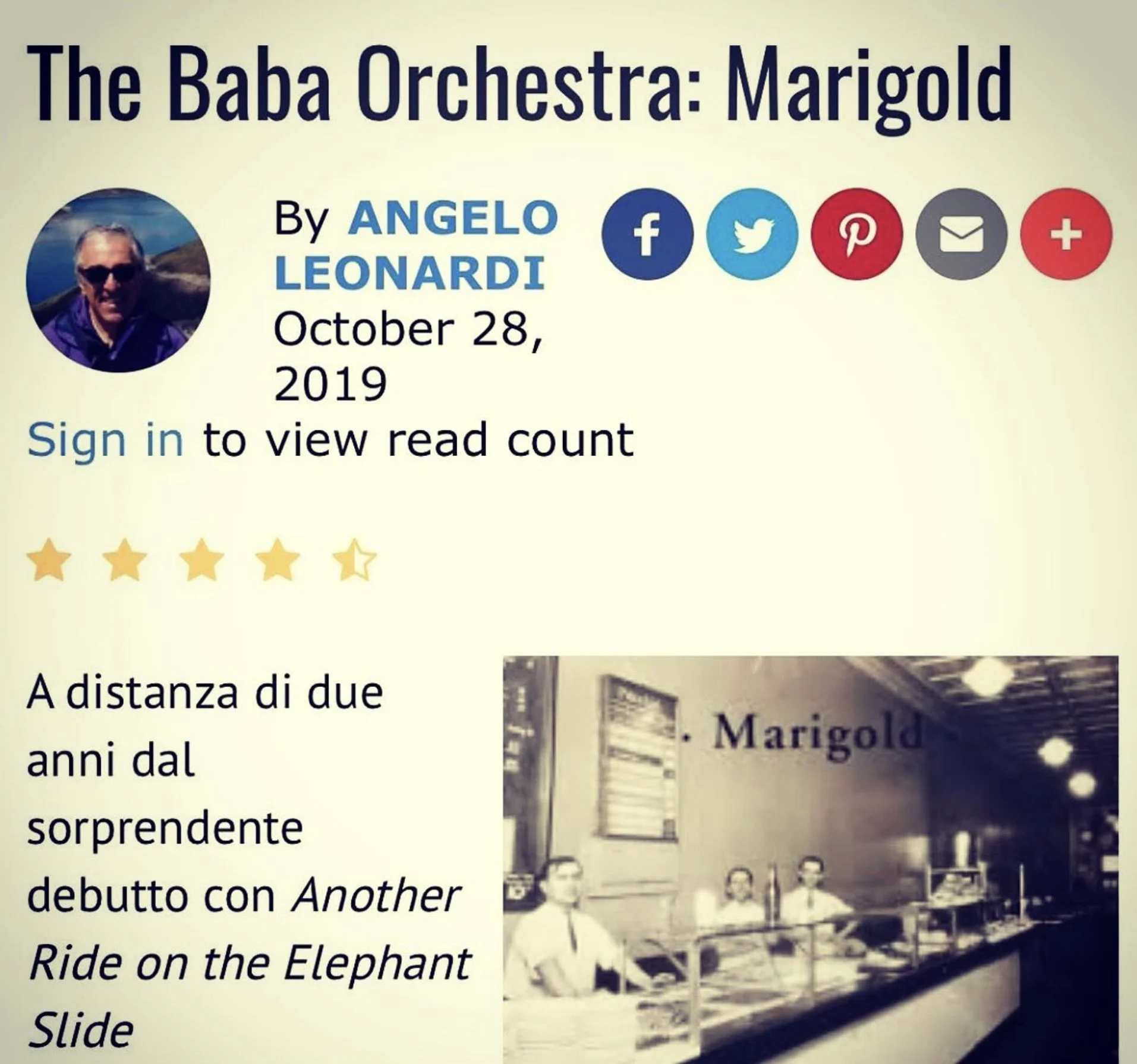 All About Jazz (Italy) 2019 theBABAorchestra - Marigold