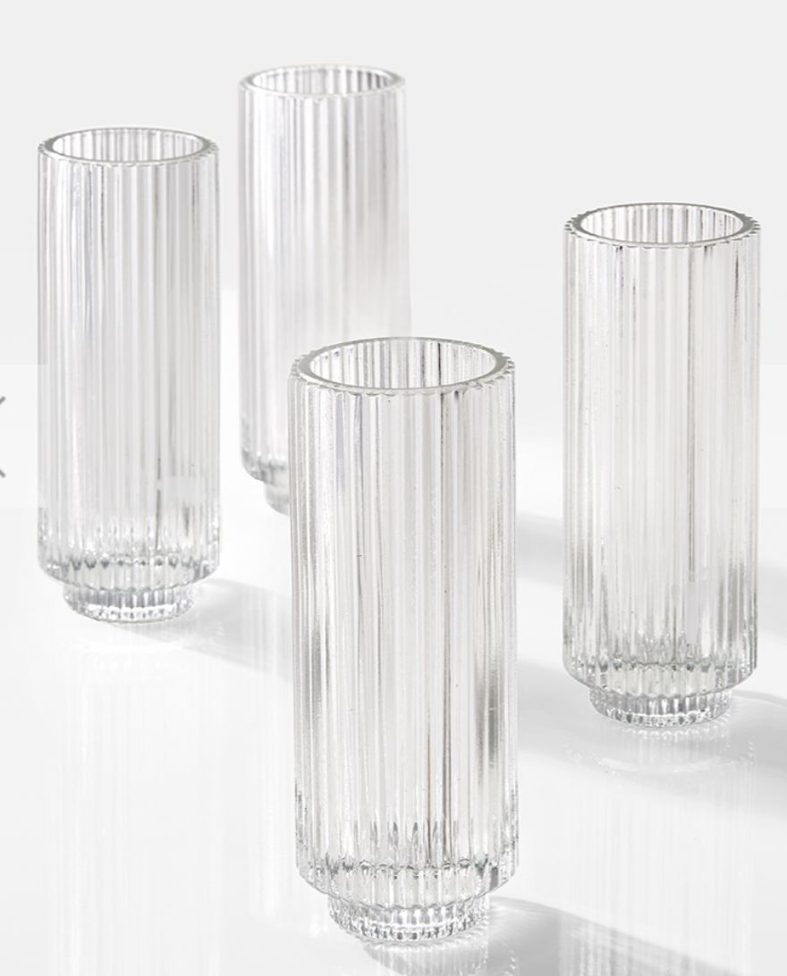 Tall Pleated Glass Votive 2.25"d x 6.25" $4.50 (48)