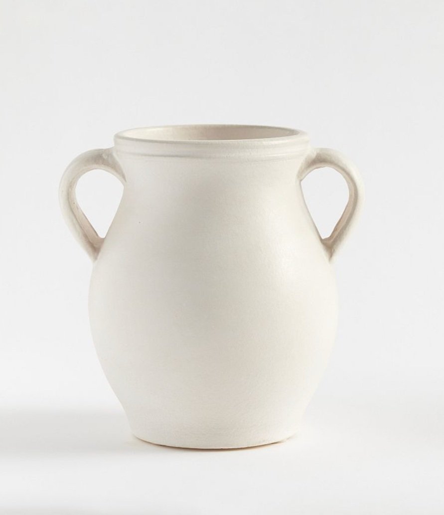 White ceramic jug vase 13" H $18 (1)