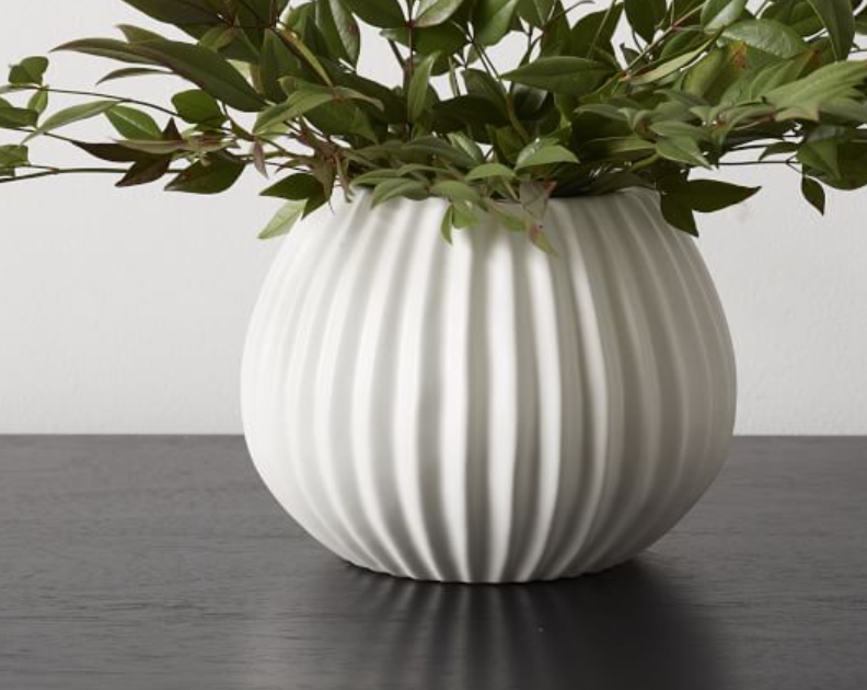 White pleat ceramic vase 5" H $8 (2)