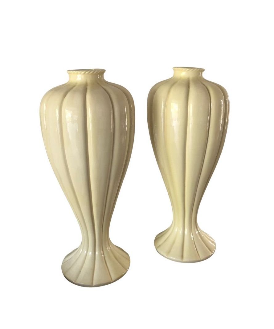 Pair Yellow Vases 18" H 9" W