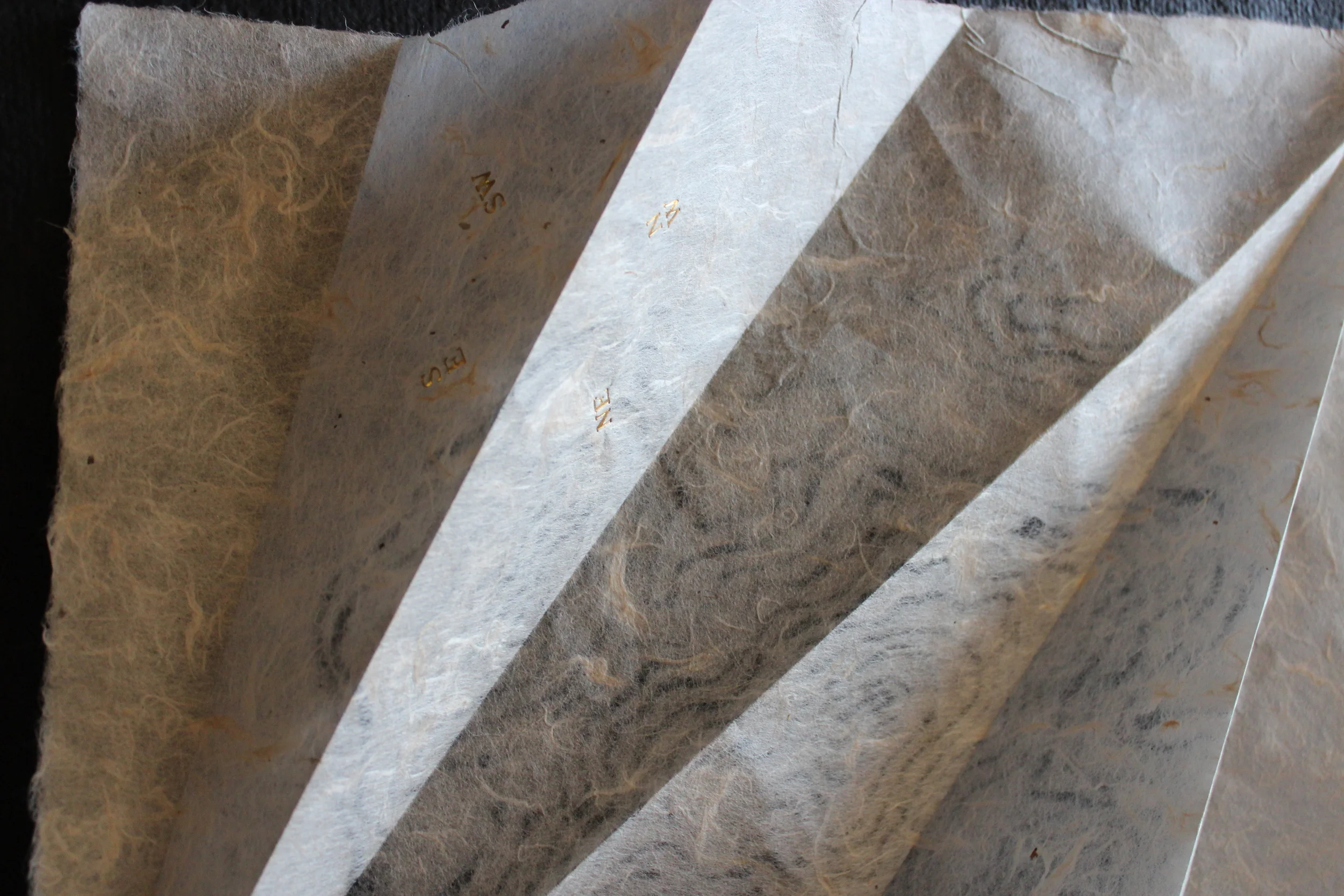    No intention of doing that again (detail)  Handmade paper, foil   14″x11.5″   2014  