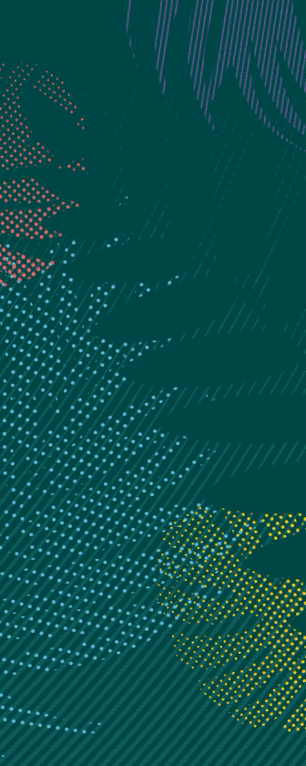 Abstract digital art with multicolored dotted lines and patterns on a dark background