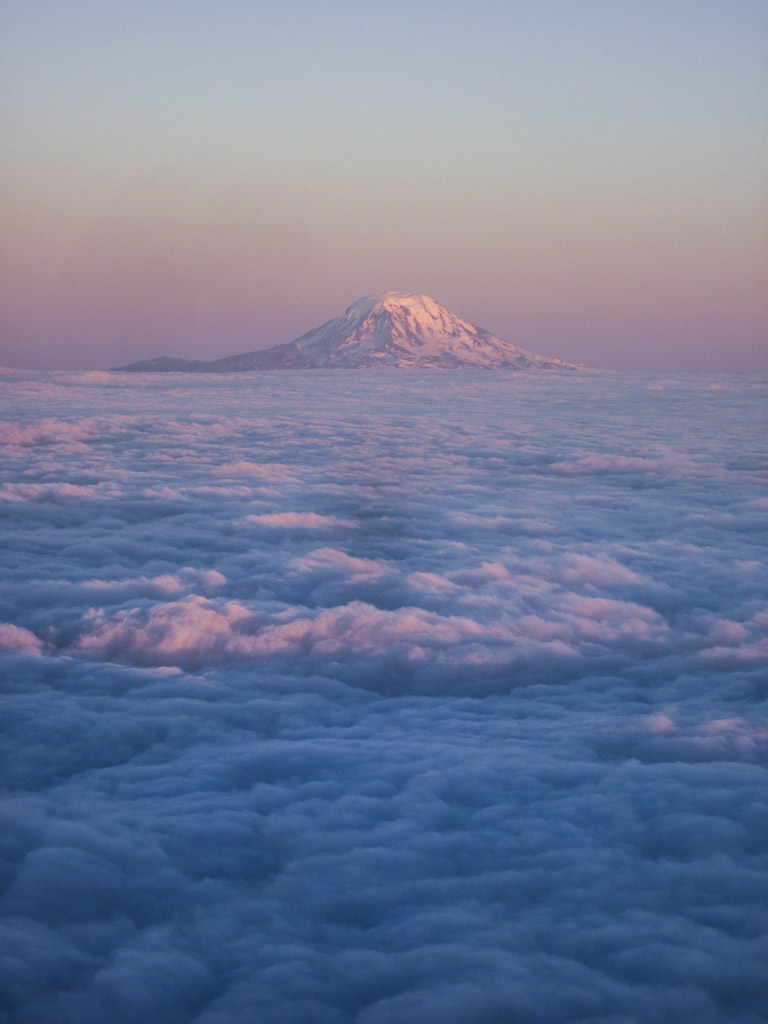 Sunset on Mt Adams above a sea of clouds