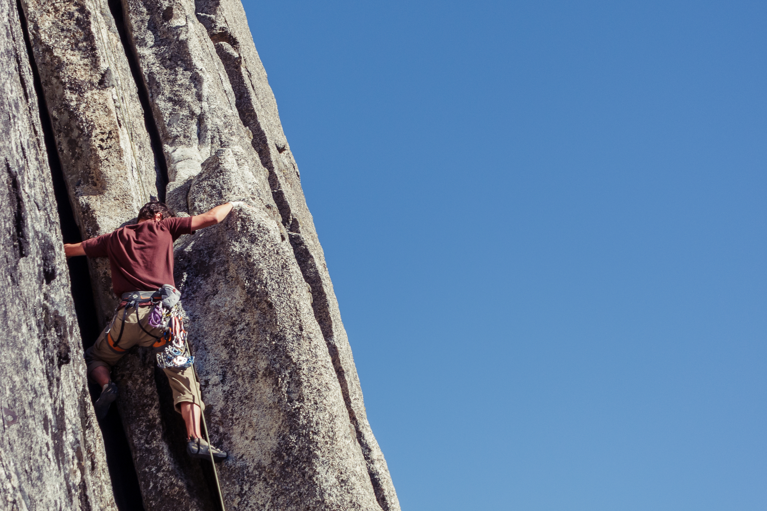 Rock climber in Yosemite Valley