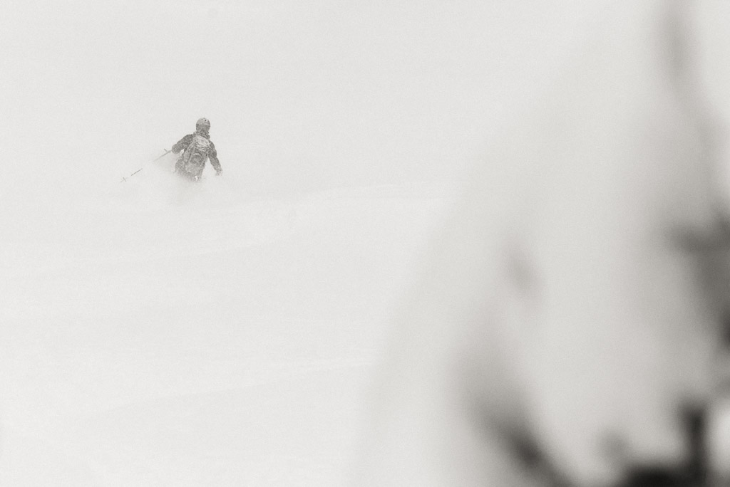Storm skiing in the Snoqualmie Pass backcountry, Washington