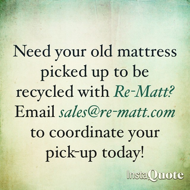 Email sales@re-matt.com to coordinate a pick-up for your used mattress! #rematt #mattressrecycling #recycle #oldmattress #boxspring #green #greenliving #recycling #yyc #alberta #greenalternative