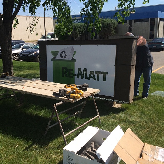 Our &quot;before&quot; picture! The Re-Matt sign is going up! What a beautiful day for some outdoor construction ☀️☀️☀️☀️☀️♻️♻️♻️♻️ #yyc #nofilterneeded #rematt #sunnyday #alberta #green