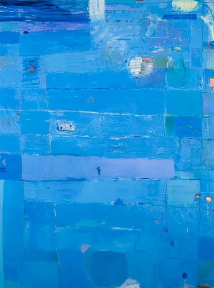 sidi bou said II: oil, acrylic, collage, mixed media on canvas: 96 x 72 inches