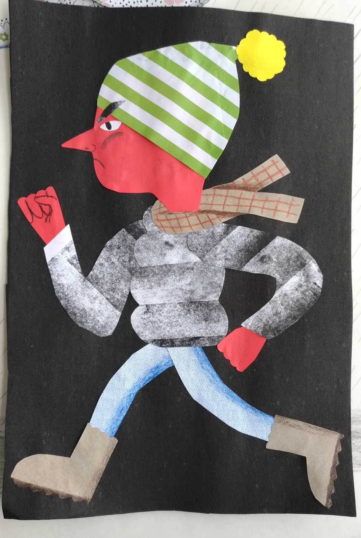 Protest - collage in found paper and pencil. A personal work made as a teaching example