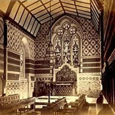 The Chapel in 1879 showing the Salviati mosaic in its intended location above the Altar.