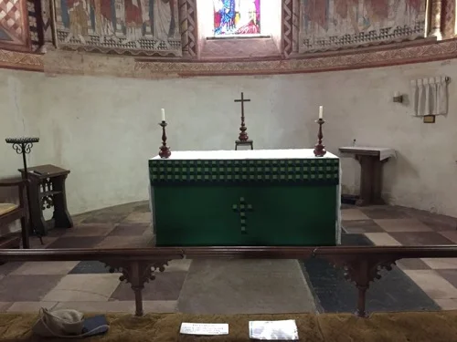 The altar in the Comford Church, where we can speculate that Bishop Bonner himself could be buried.