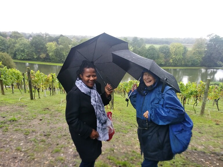 Two Yvonnes together in the vineyard