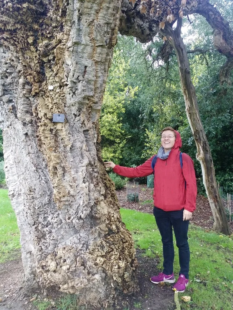 Julia and cork tree.jpg