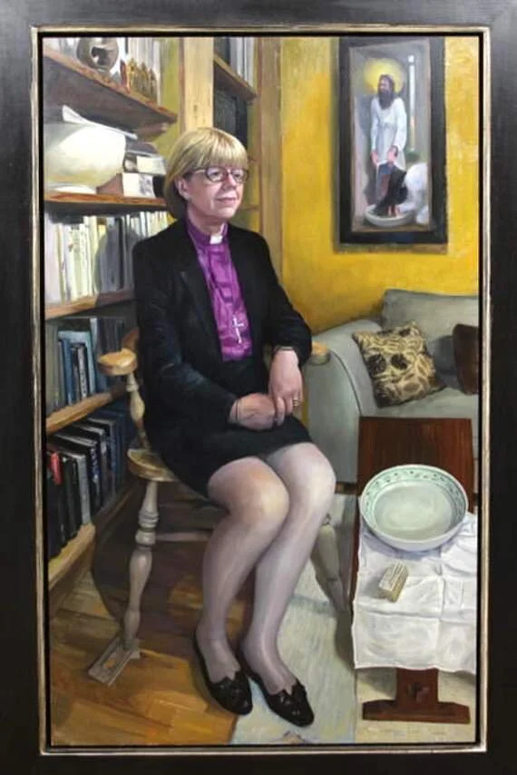 Dame Sarah Mullally’s portrait in the Palace cafe