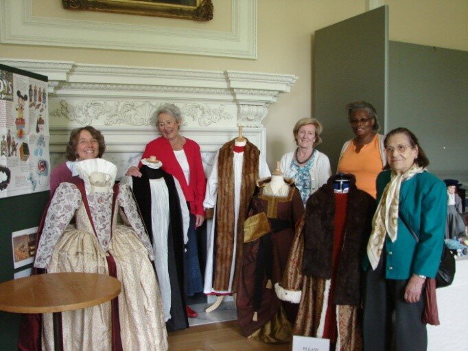 The sewing bee with the brand new costumes for the education department including the Bishop Warham costume in the centre