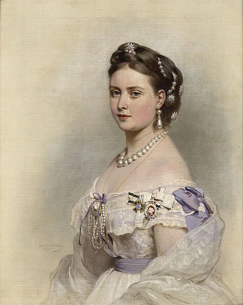 The&nbsp;Princess Victoria, Princess Royal,&nbsp;as Crown Princess of Prussia in 1867. Franz Xaver Winterhalter, 1867, oil on canvas, 80.8 x 64.6 cm, Royal Collection, RCIN 404906.