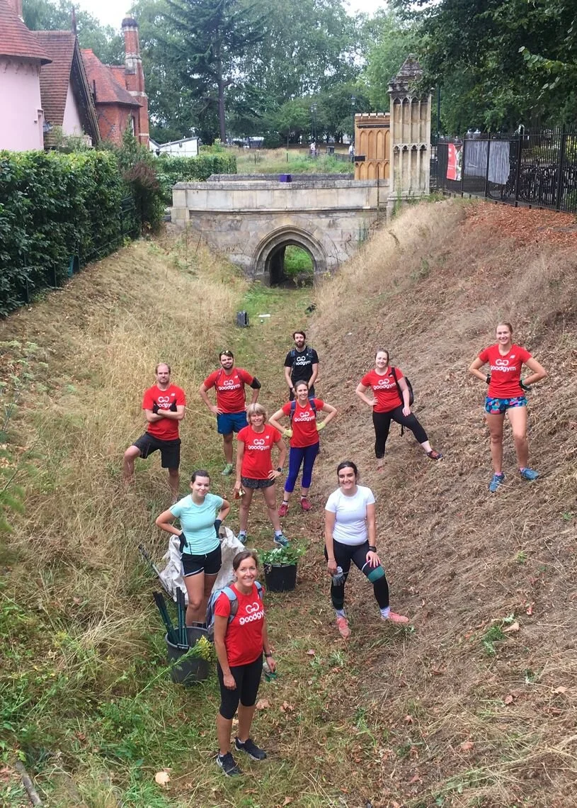 GoodGym volunteers in the moat