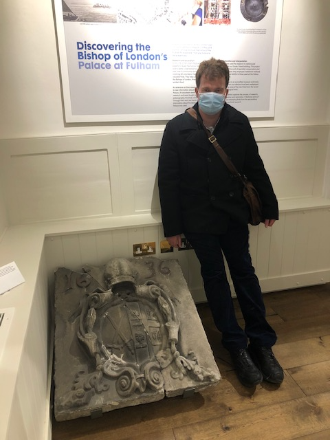 Standing with Bishop Juxon’s Coat of Arms in the exhibition room