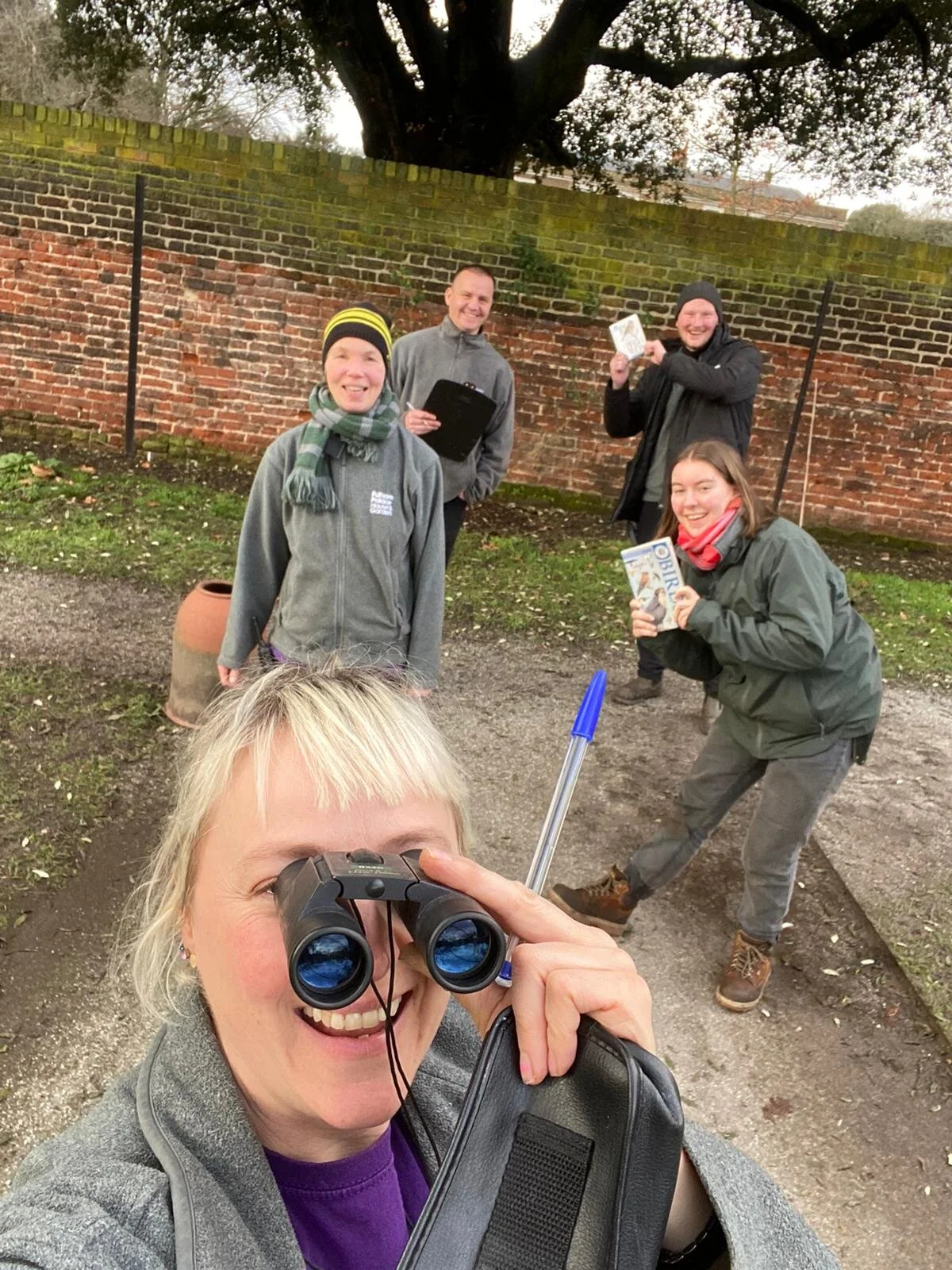 The garden team ready for the Great Garden Birdwatch, January 2021