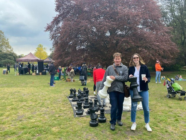 Giant chess on the Palace lawn.