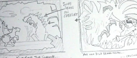 Close up of adventure storyboard