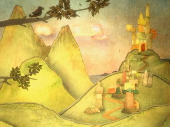cartoon castle on a hill