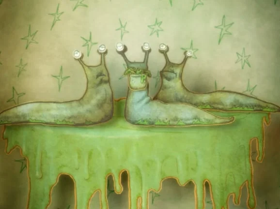 cartoon slugs on slime