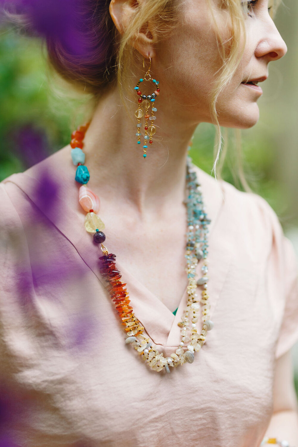 Garden necklace and earrings, Marigold