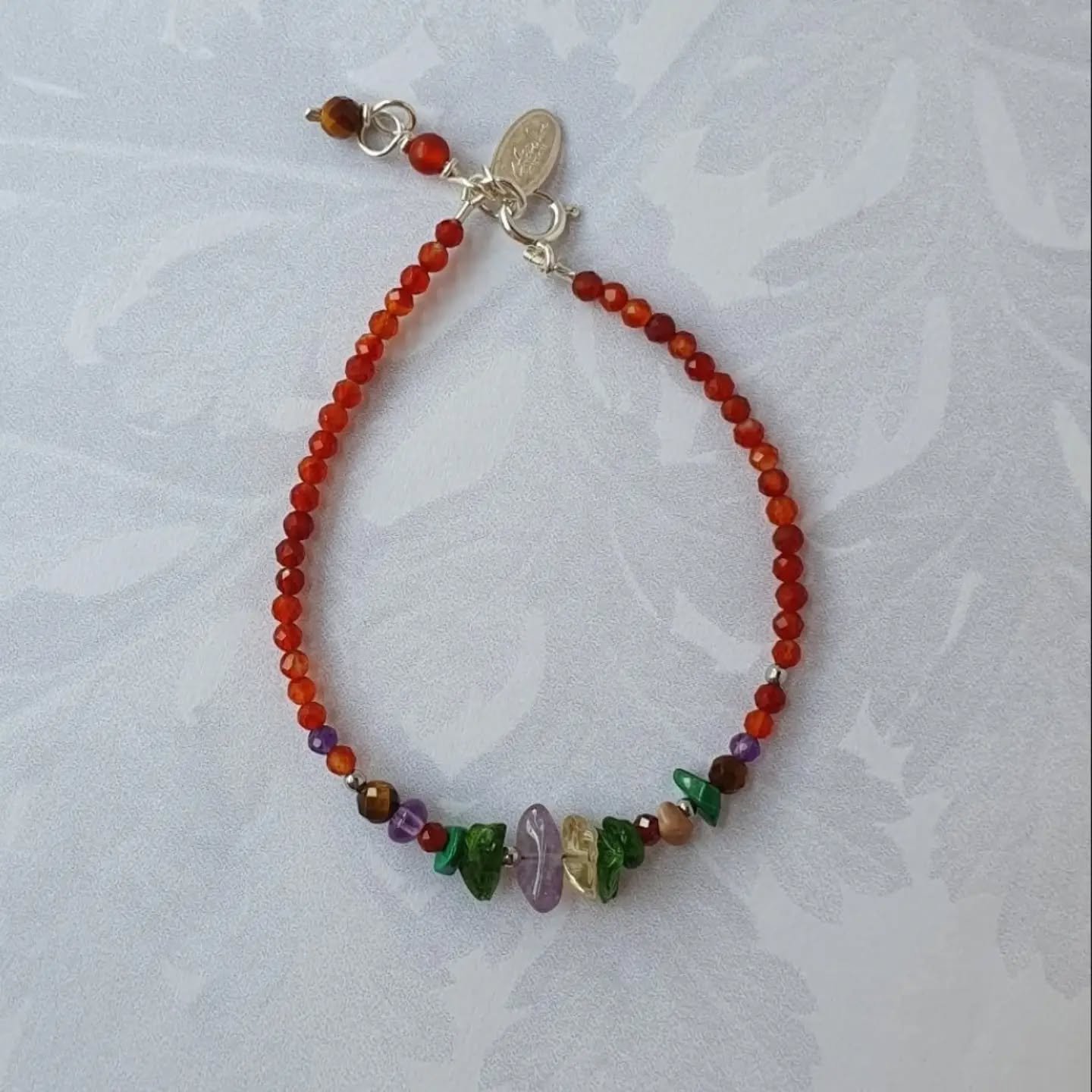 Inspired by sunlight filtered through autumn leaves, this delicate bracelet is created with little faceted Carnelian beads and nuggets of Amethyst, Citrine, Chrome Diopside, Tiger Eye, and Garnet. &pound;45 on katherinebree.com 

My newsletter subscr