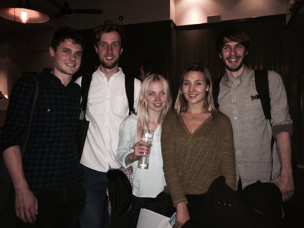 Winners – University of the Creative Arts students, at the pub after the Charrette