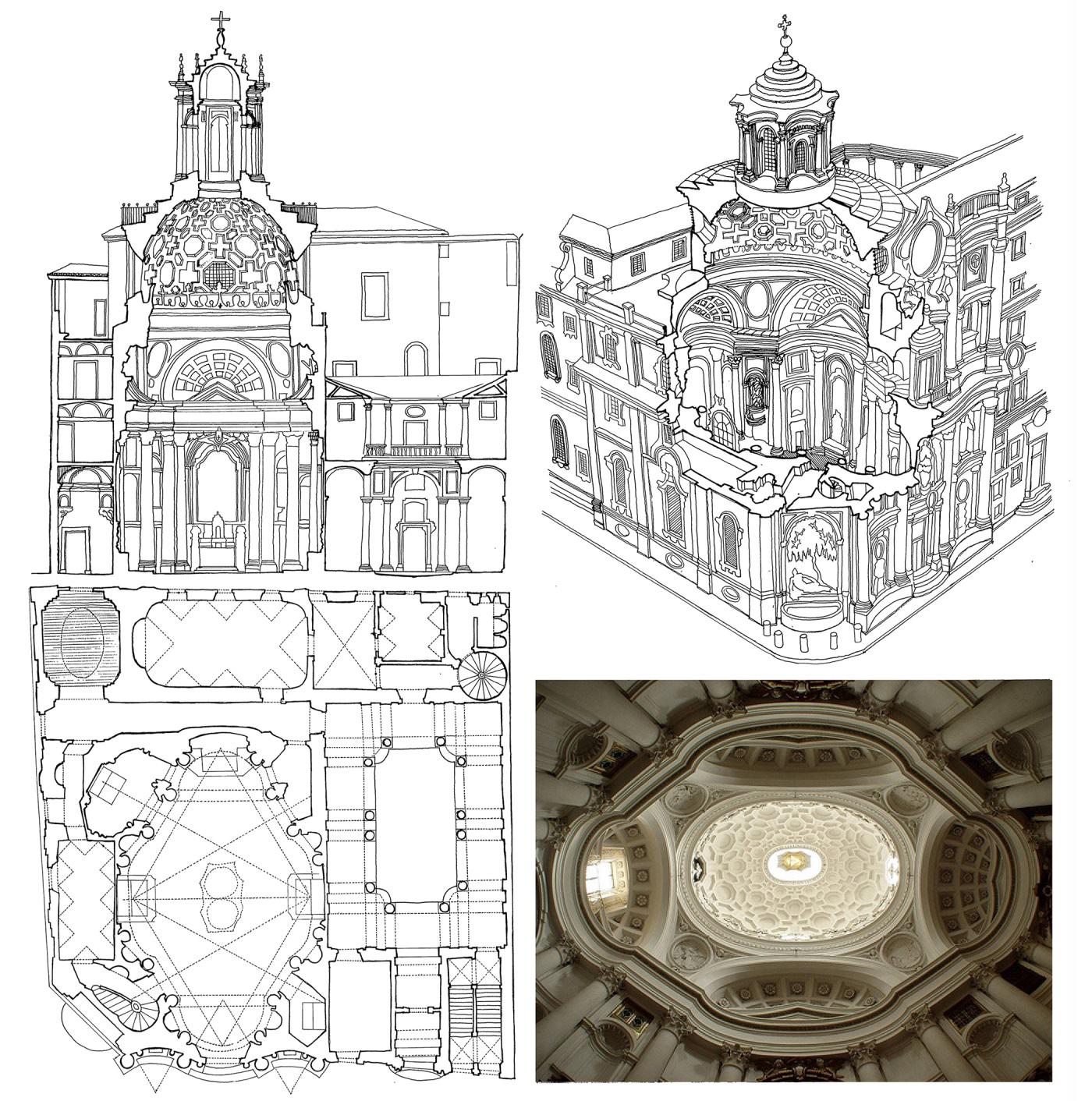 Measured drawings made at the BSR of San Carlo alla Quattro Fontane, Rome - December 2015