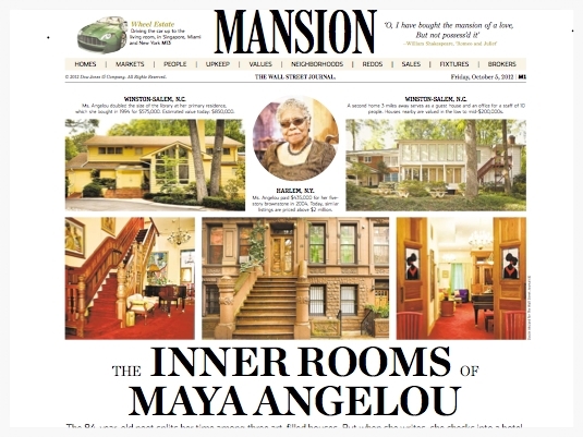 The Inner Rooms of Maya Angelou, The Wall Street Journal (Oct. 5, 2012) Read full story