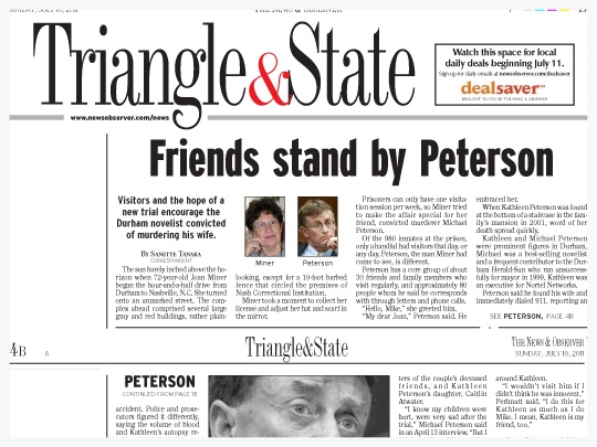 Friends Stand by Peterson, The Raleigh News and Observer
