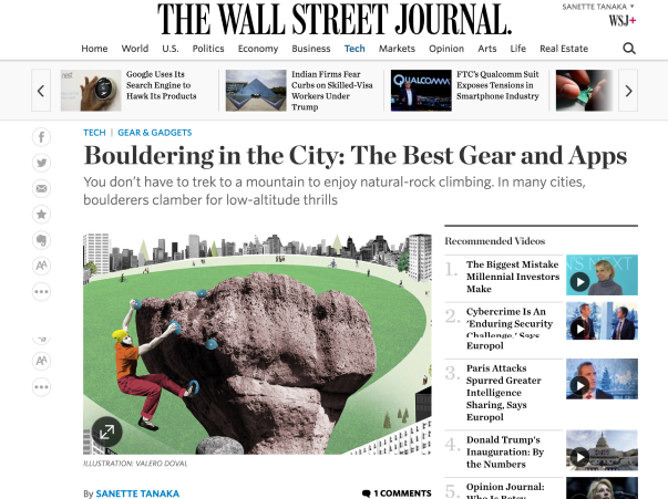 Bouldering in the City: The Best Gear and Apps, The Wall Street Journal