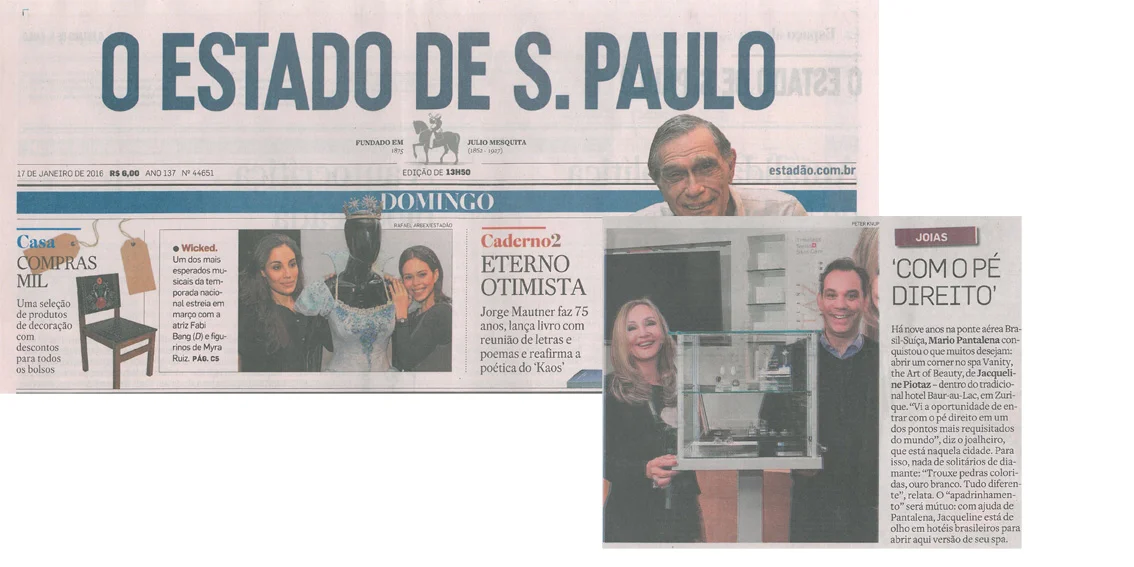 JACQUELINE PIOTAZ SWITZERLAND in O ESTADO DI S. PAULO