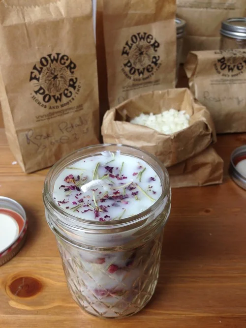 Beeswax Candles in Mason Jars