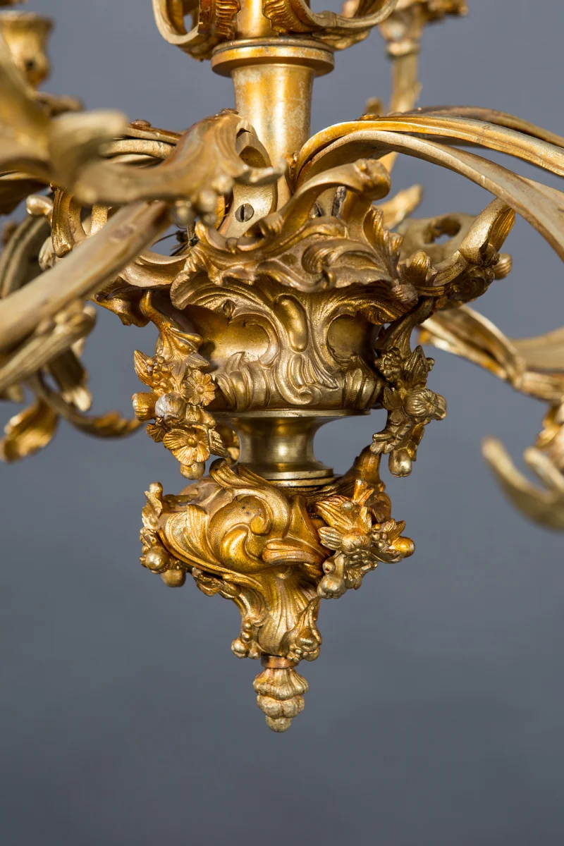 Large Rococo Style Brass Chandelier 19th C Europe — L A S E R O W