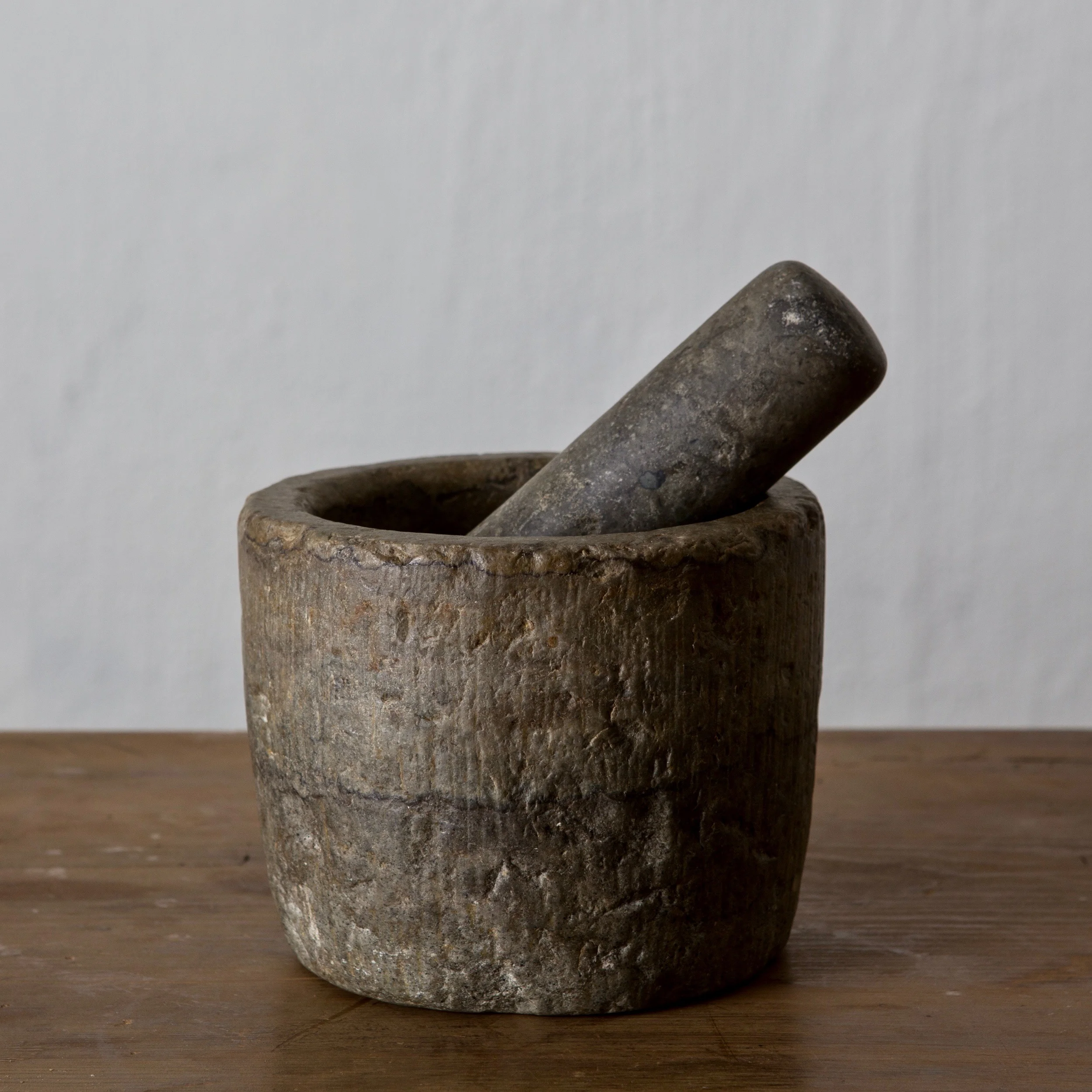 A Mortar Swedish Gray Limestone 18th Century Sweden 