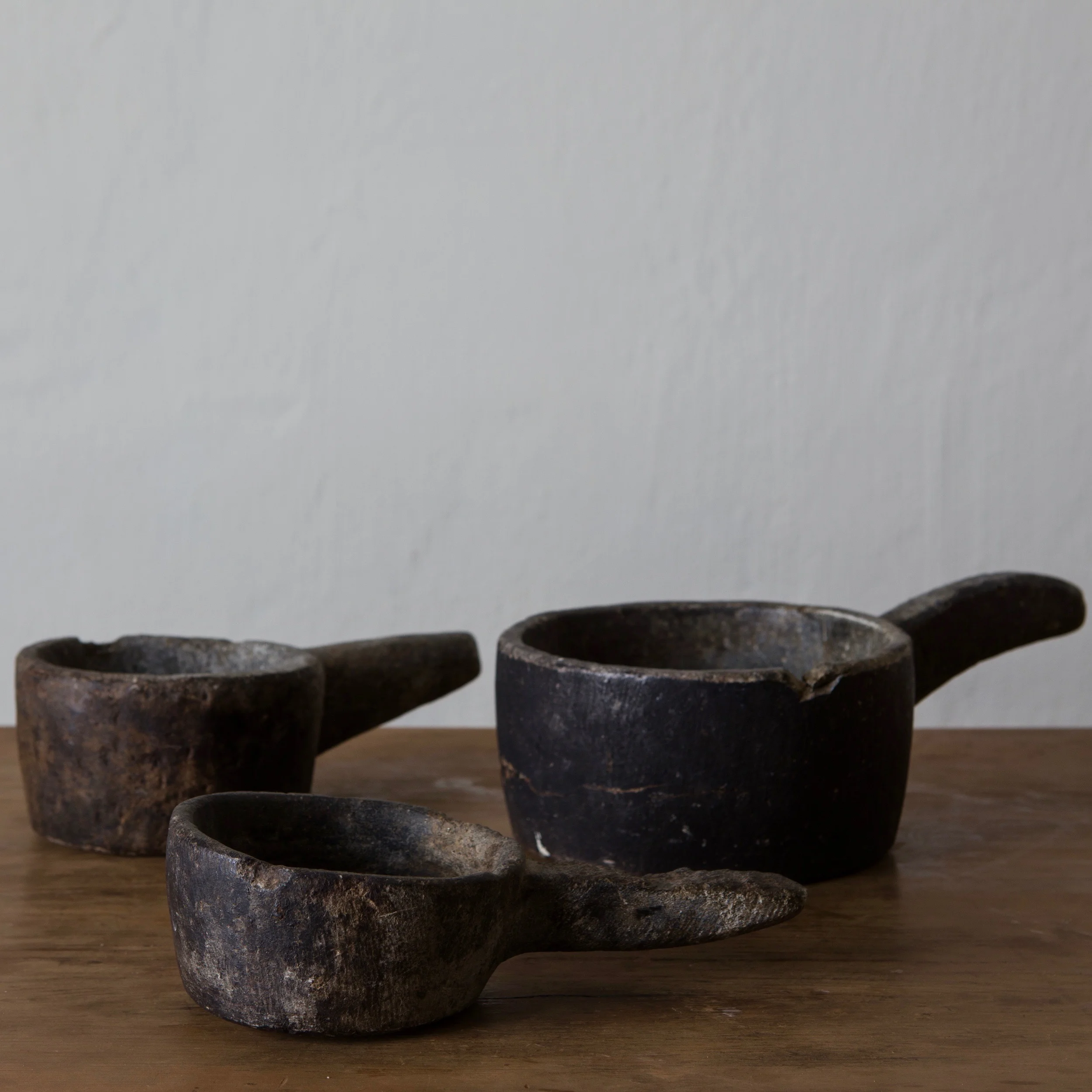 Set of 3 Swedish Stone Pots 18th Century Sweden
