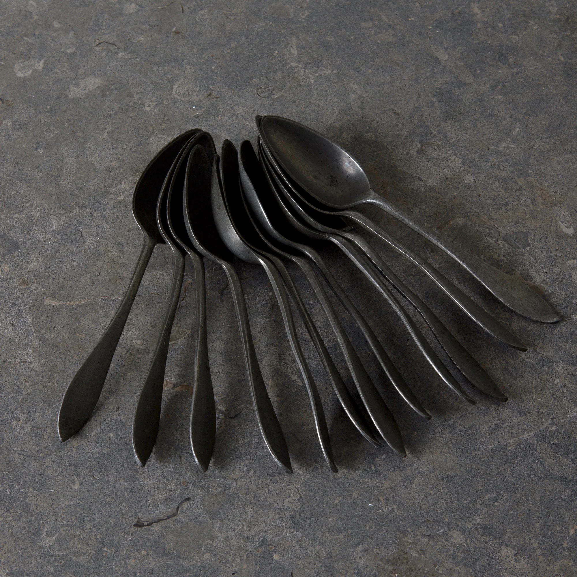 Spoons Set of 12 Pewter 18th Century Sweden