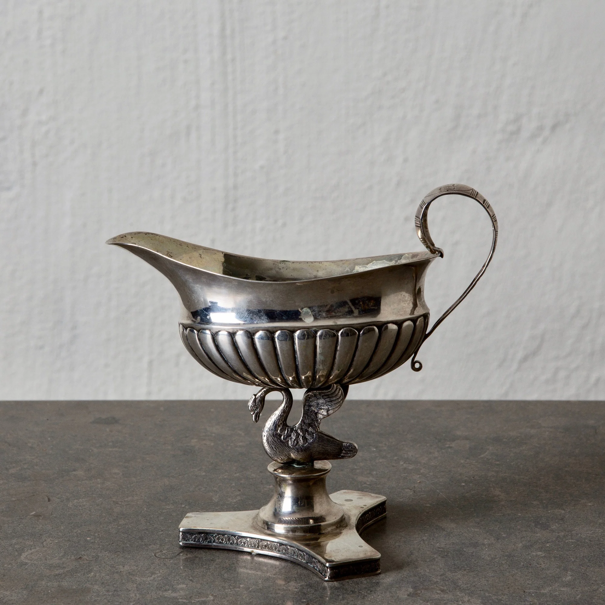 Cream Saucer Silver Neoclassical Signed Sweden