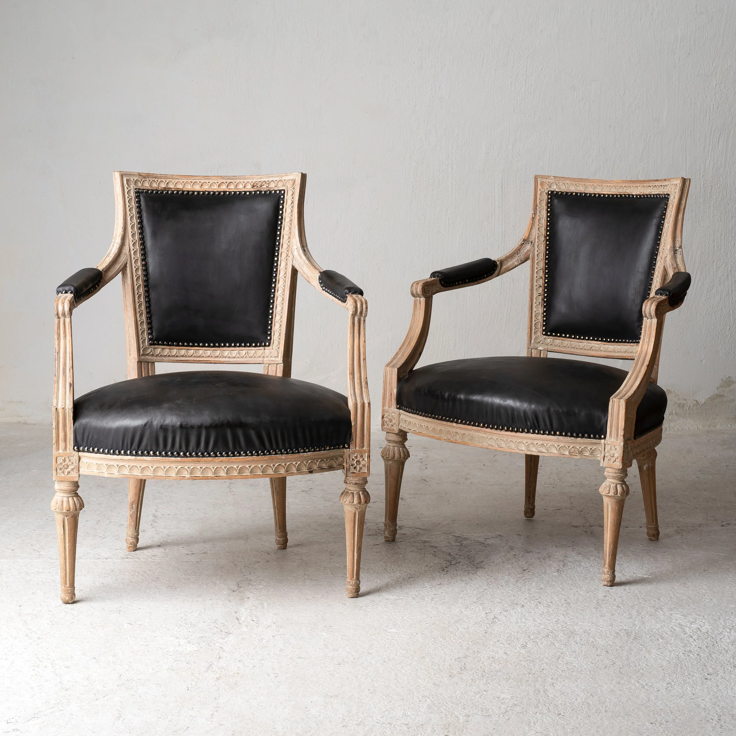 A Pair of High Gustavian Armchairs Sweden