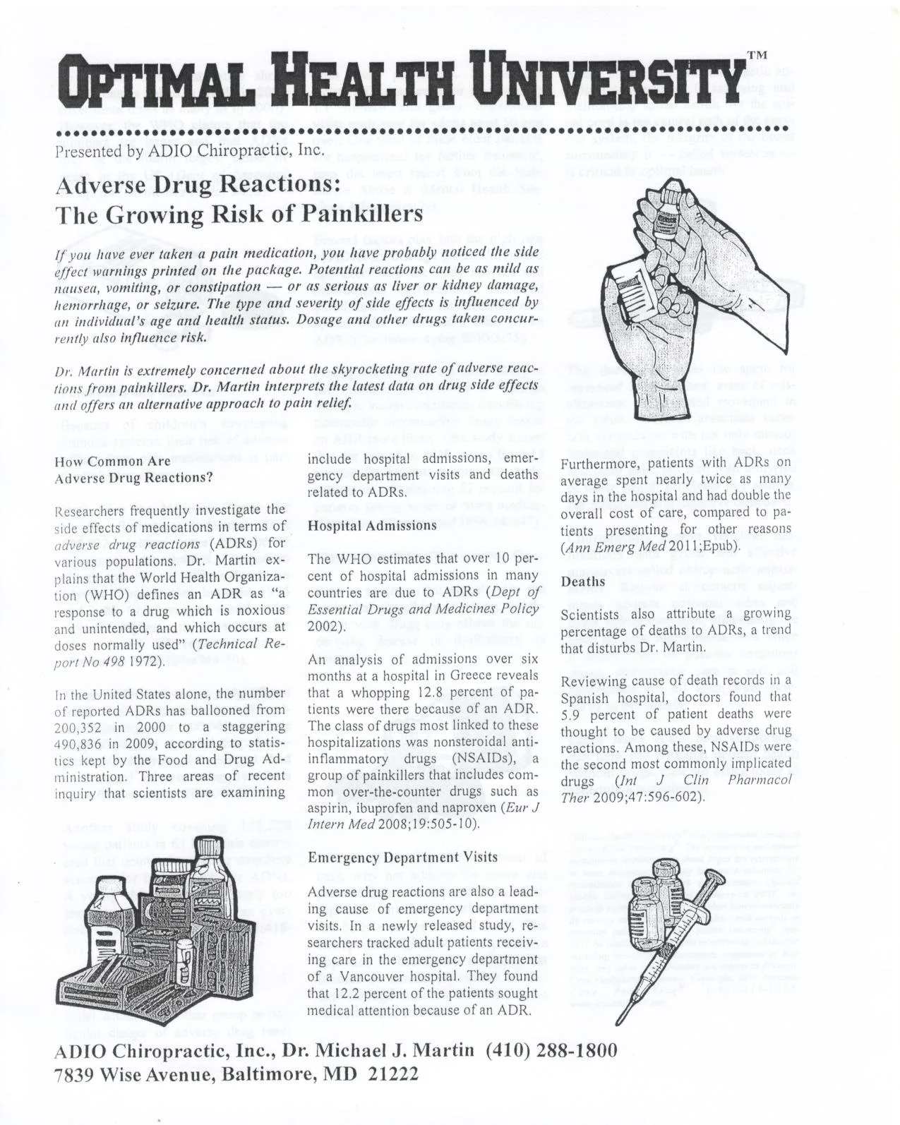 Optimal Health University: Adverse Drug Reactions: The Growing Risk of Painkillers.