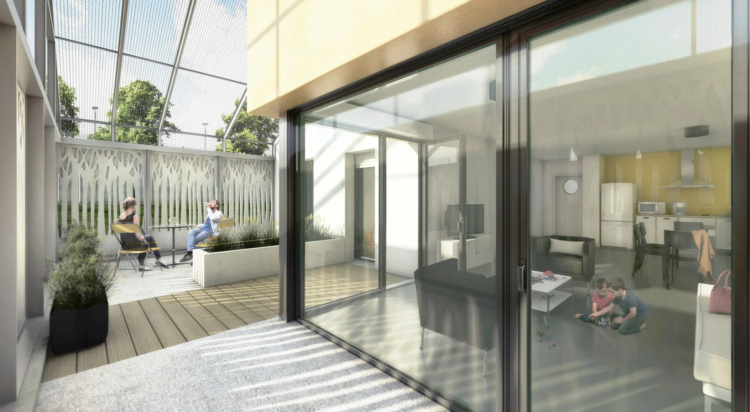 VUE D'UNE DES UNITÉS DE VIE FAMILIALE