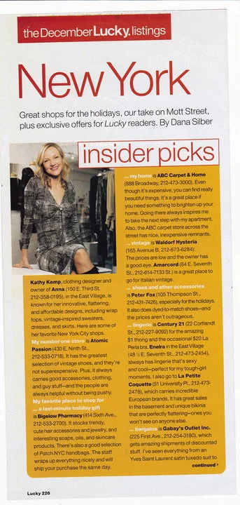 Kathy Kemp in ANNA in Lucky Magazine.